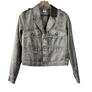 CAbi Gray Taupe Button Front Sunday Topper Velvet Jacket